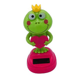 Max Solar Power Ornaments Swing Table Desk Car Decoration Green Frog Pink Heart