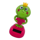 Max Solar Power Ornaments Swing Table Desk Car Decoration Green Frog Pink Heart