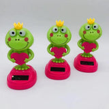 Max Solar Power Ornaments Swing Table Desk Car Decoration Green Frog Pink Heart