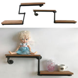Max Metal Wooden Wall Shelf Iron Partition Board Sundries Storage Rack Style01