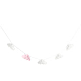 Hanging Clouds Garland for Baby Shower, Wedding Party Decor White and Pink