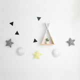 Max 5-Star Wall Hanging Ornament f/Kids Room Bed Valance Decor Gray White Yellow