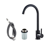 Max Black Staninless Kitchen Sink Faucet 1 Hole & Handle,Swivel Head 9.52mm