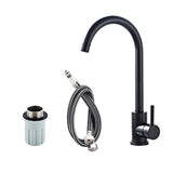 Max Black Staninless Kitchen Sink Faucet 1 Hole & Handle,Swivel Head 9.52mm