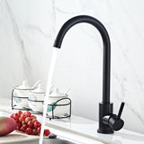 Max Black Staninless Kitchen Sink Faucet 1 Hole & Handle,Swivel Head 9.52mm