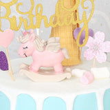 Max Resin Craft Unicorn Cupcake Cake Topper Figures Birthday Party Favors Pink