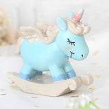 Max Resin Craft Unicorn Cupcake Cake Topper Figures Birthday Party Favors Blue