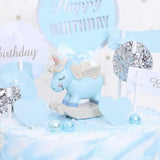 Max Resin Craft Unicorn Cupcake Cake Topper Figures Birthday Party Favors Blue