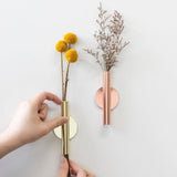 Max Wall-Mounted Flower Tube for Flower Display Wall Metal Vase Holder Gold