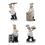 French Chef Figurine Kitchen Ornaments Resin Cook Statue Holding Tray