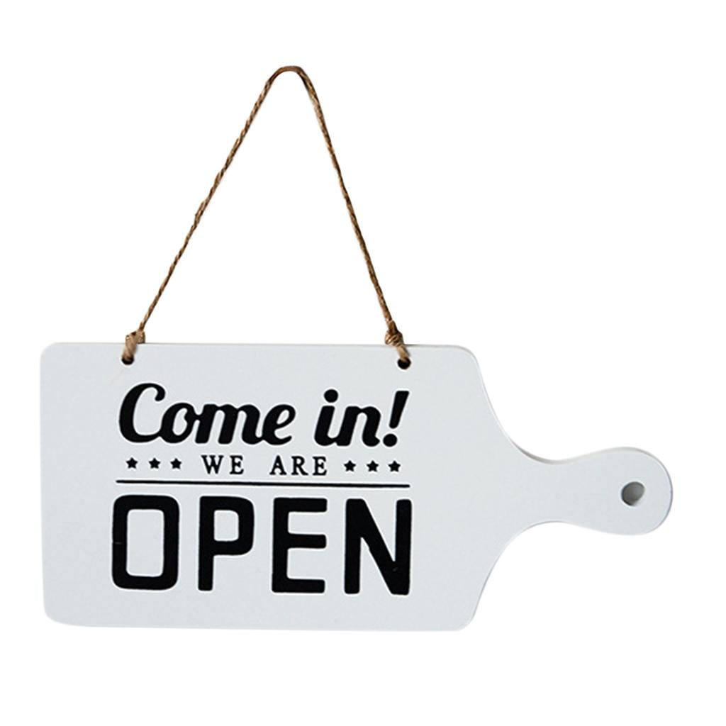Maxbell  OPEN CLOSED Double Sided Wooden Plaque Sign Door Hanging Plaque White