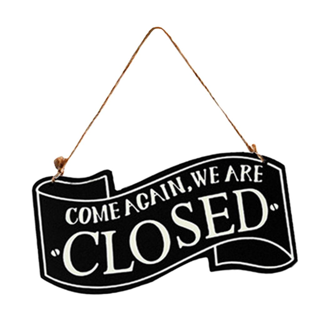 Maxbell  OPEN /CLOSED Wooden Plaque Sign Door Hanging Plaque For Shop Bar Black