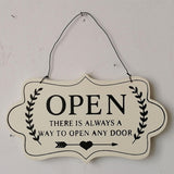 Max Wooden Open and Close Signs Double Sided Door Hanging Plaque White