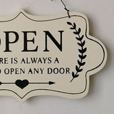 Max Wooden Open and Close Signs Double Sided Door Hanging Plaque White