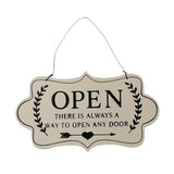 Max Wooden Open and Close Signs Double Sided Door Hanging Plaque White