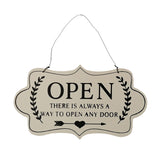 Max Wooden Open and Close Signs Double Sided Door Hanging Plaque White