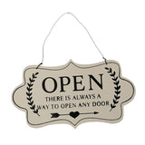 Max Wooden Open and Close Signs Double Sided Door Hanging Plaque White