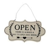 Max Wooden Open and Close Signs Double Sided Door Hanging Plaque White