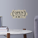 Max Wooden Open and Close Signs Double Sided Door Hanging Plaque White