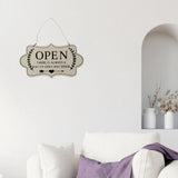 Max Wooden Open and Close Signs Double Sided Door Hanging Plaque White