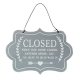 Max Wooden Open and Close Signs Double Sided Door Hanging Plaque Gray