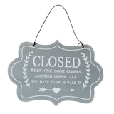 Max Wooden Open and Close Signs Double Sided Door Hanging Plaque Gray