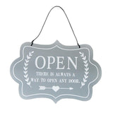 Max Wooden Open and Close Signs Double Sided Door Hanging Plaque Gray