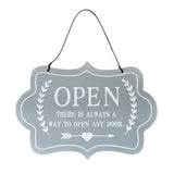 Max Wooden Open and Close Signs Double Sided Door Hanging Plaque Gray