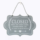 Max Wooden Open and Close Signs Double Sided Door Hanging Plaque Gray