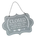 Max Wooden Open and Close Signs Double Sided Door Hanging Plaque Gray