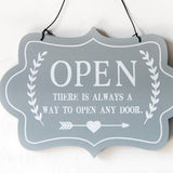 Max Wooden Open and Close Signs Double Sided Door Hanging Plaque Gray