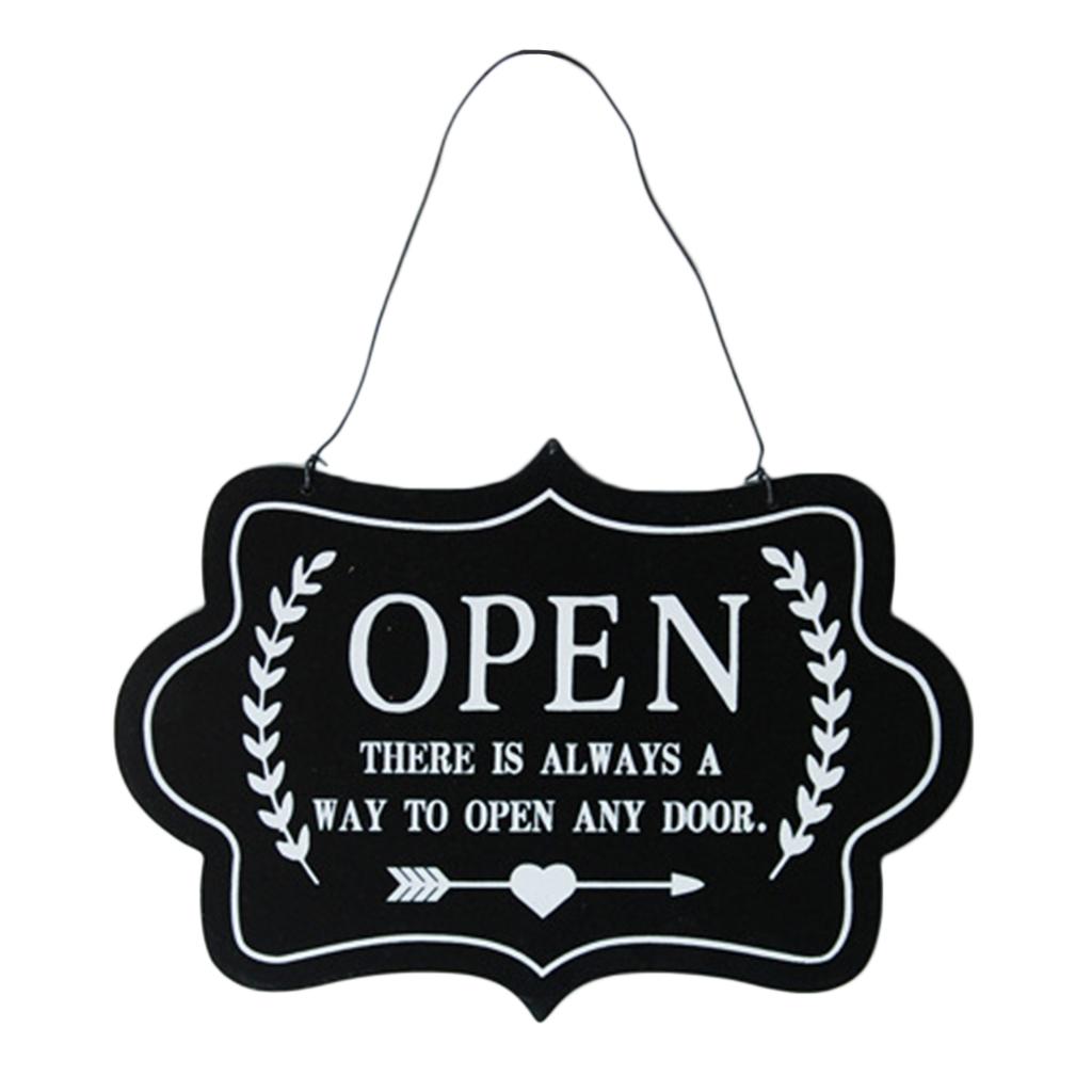 Maxbell  Wooden Open and Close Signs Double Sided Door Hanging Plaque Black