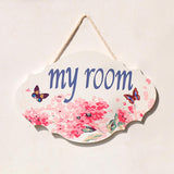 Max White Wooden Door Signs My Room for Home/Kids Room/Flower Store Door Decor