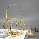 Max Nordic Style Metal Basket Candlestick Candle Holder C_Golden