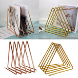 Max Triangular Desktop Book Rack Metal Wire Bookshelf Magazine Holder Golden