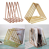 Max Triangular Desktop Book Rack Metal Wire Bookshelf Magazine Holder Golden