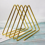 Max Triangular Desktop Book Rack Metal Wire Bookshelf Magazine Holder Golden