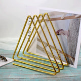 Max Triangular Desktop Book Rack Metal Wire Bookshelf Magazine Holder Golden