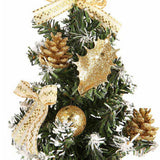 Max Artificial Tabletop Mini Christmas Tree Decor Miniature Xmas Tree Golden