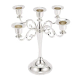 Max 5-Candle Metal Candelabra Candlestick 10'' Candle Holder Candle Stand Silver