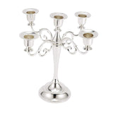 Max 5-Candle Metal Candelabra Candlestick 10'' Candle Holder Candle Stand Silver