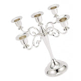 Max 5-Candle Metal Candelabra Candlestick 10'' Candle Holder Candle Stand Silver