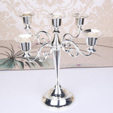 Max 5-Candle Metal Candelabra Candlestick 10'' Candle Holder Candle Stand Silver