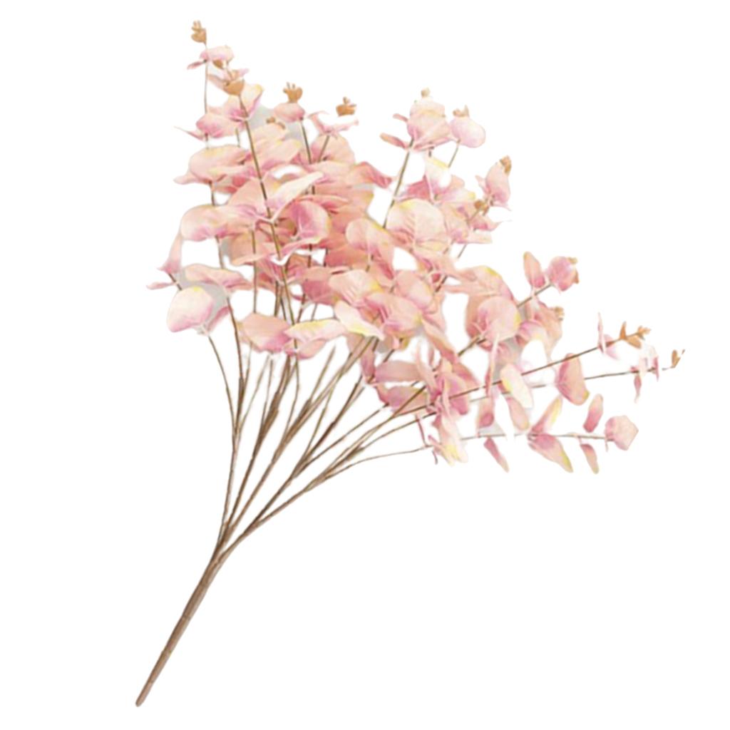 Artificial Eucalyptus Leaves Silk Simulation Leaves Bunch Pink