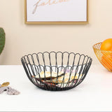 Max Iron Metal Fruits Plates Desktop Snack Storage Fruit Bowls Petal_Black