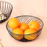 Max Iron Metal Fruits Plates Desktop Snack Storage Fruit Bowls Spiral_Black