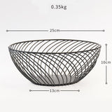 Max Iron Metal Fruits Plates Desktop Snack Storage Fruit Bowls Spiral_Black