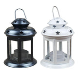 Outdoor Iron Wind-proof Lamp Candle Holder Candlestick Ornament Black