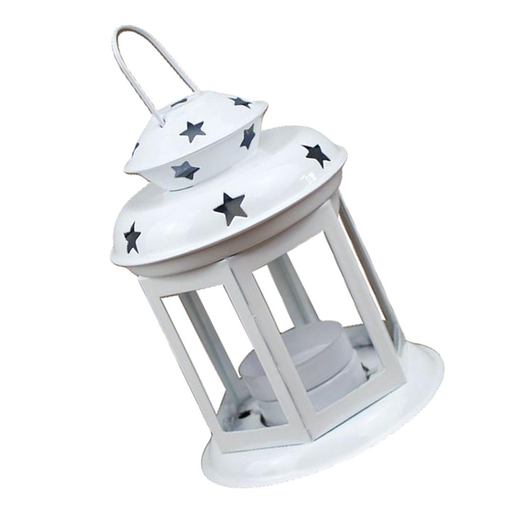 Outdoor Iron Wind-proof Lamp Candle Holder Candlestick Ornament White
