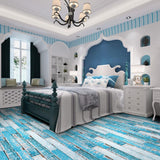 Maxbell Frosted Wooden Texture Sticker Wall Floor Tile Stickers 6 Colors Blue